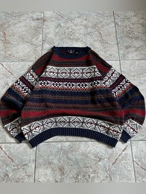 Vintage 90s J. Riggins Fair Isle Grandpa Sweater XL